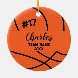Basketball Ball Player   Individuelle Name-Nummer  Keramik Ornament