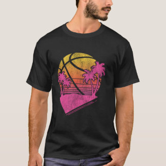 Basketball Ball Retro Palm Sunset T-Shirt
