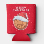 Basketball Ball Rote Weihnachtsmannmütze Frohe Wei Dosenkühler (Rückseite)