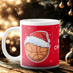 Basketball Ball Rote Weihnachtsmannmütze Frohe Wei Jumbo-Tasse