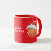 Basketball Ball Rote Weihnachtsmannmütze Frohe Wei Tasse (VorderseiteRechts)
