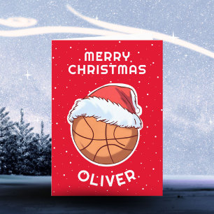 Basketball Ball Roter Santa Hut Weihnachten Kind N