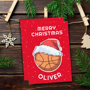 Basketball Ball Roter Santa Hut Weihnachten Kind N