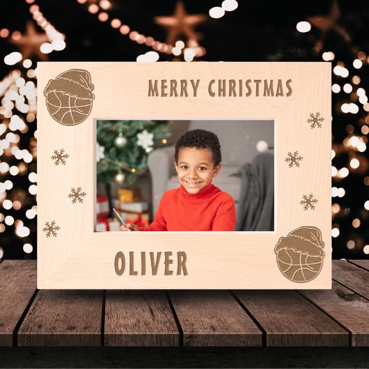 Basketball Ball Sport Frohe Weihnachten Geätzte Rahmen