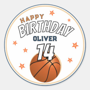 Basketball-Ball-Sport-Happy Geburtstag Runder Aufkleber