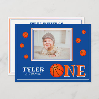 Basketball Ball Sports 1 1. Geburtstag Foto Einladungspostkarte