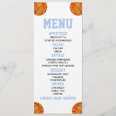 Basketball Ball Sports Blue Baby Dusche Nahrung Menükarte (Vorderseite)