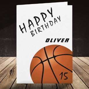 Basketball Ball Sports Boys Happy Geburtstagskarte Karte