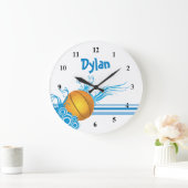 Basketball Ball Sports Game Personalisierter Name Große Wanduhr (Zuhause)