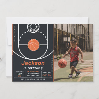 Basketball Ball Sports Geburtstag Foto Einladung