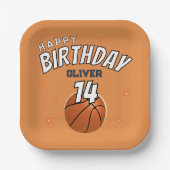 Basketball Ball Sports Happy Geburtstag Party Pappteller (Vorderseite)