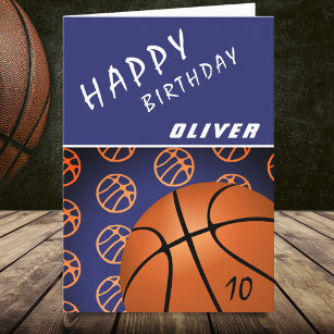 Basketball Ball Sports Modern Happy Birthday Kid Karte