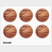 Basketball-Ball-Sticker, Typ-JAHR, TEAM, Nachricht Runder Aufkleber (Blatt)