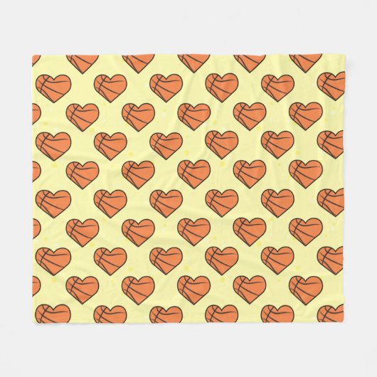 Basketball Ball Texture In Heart Shape Pattern  Fleecedecke (Vorderseite (Horizontal))
