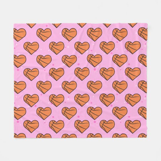Basketball Ball Texture In Heart Shape - Pattern Fleecedecke (Vorderseite (Horizontal))