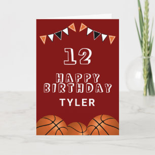Basketball Ball und Flaggen Kinder Geburtstagskart Karte