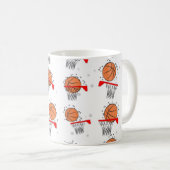 Basketball - Ball- und Hoop-Muster Kaffeetasse (VorderseiteRechts)