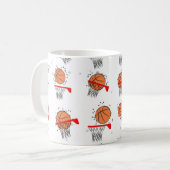 Basketball - Ball- und Hoop-Muster Kaffeetasse (Vorderseite Links)