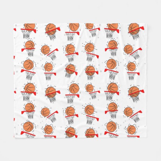 Basketball - Ball und Reifenmuster Fleecedecke (Vorderseite (Horizontal))