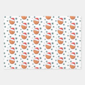 Basketball Ball Weihnachtsmannmütze Snowflake Name Geschenkpapier Set (Vorderseite 3)