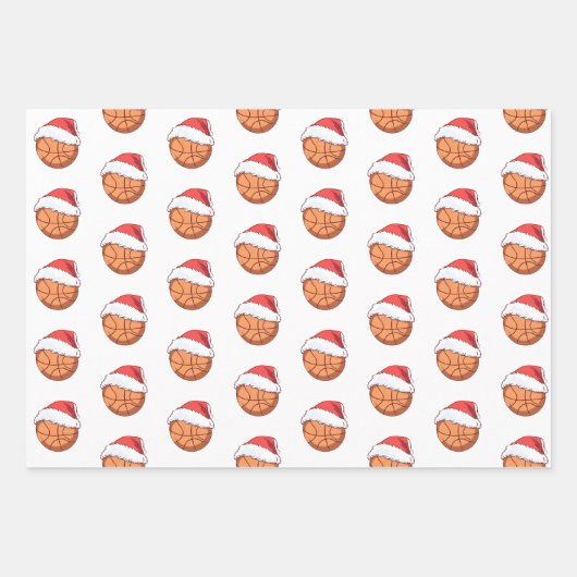 Basketball Ball Weihnachtsmannmütze Snowflake Name Geschenkpapier Set (Vorderseite 2)