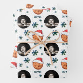 Basketball Ball Weihnachtsmannmütze Snowflake Name Geschenkpapier Set (Beispiel)