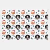 Basketball Ball Weihnachtsmannmütze Snowflake Name Geschenkpapier Set (Vorderseite)