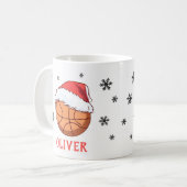 Basketball Ball Weihnachtsmannmütze Snowflake Name Kaffeetasse (Vorderseite Links)