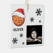 Basketball Ball Weihnachtsmannmütze Snowflake Name Keramikornament (Rechts)
