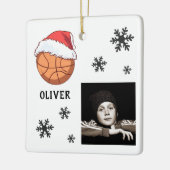 Basketball Ball Weihnachtsmannmütze Snowflake Name Keramikornament (Links)