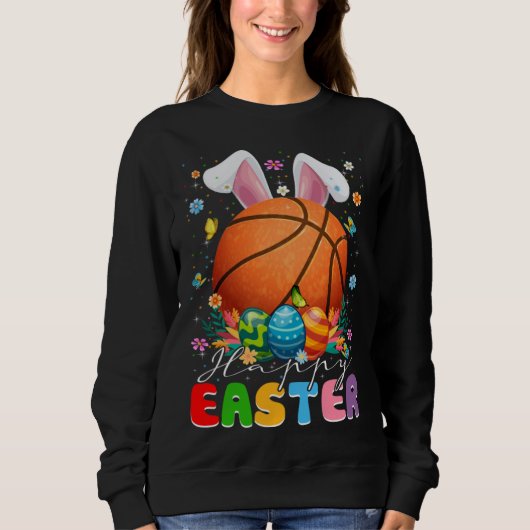 Basketball Ball With Bunny Ears Easter Day Boys Ki Sweatshirt (Vorderseite)