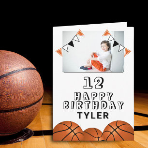 Basketball Bälle Flaggen Kinder Foto Geburtstag Karte