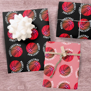 Basketball Bälle Kinder Name Pink Sport Weihnachte Geschenkpapier Set