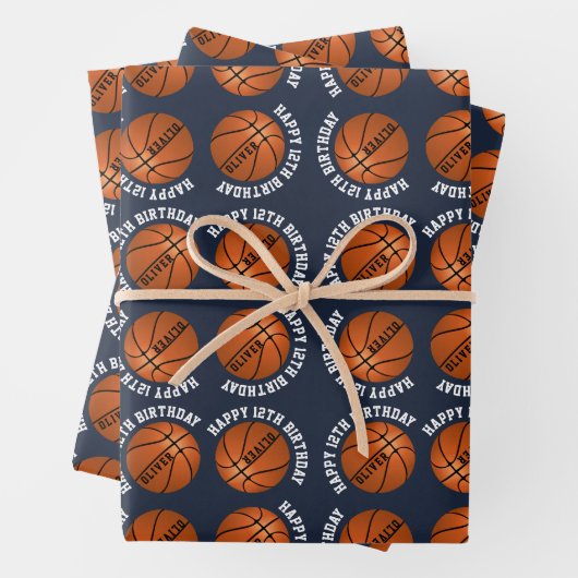 Basketball Bälle Kinder Name Sport Alles Gute zum  Geschenkpapier Set (Beispiel)