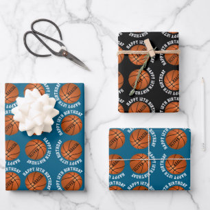 Basketball Bälle Kinder Name Sport Frohe Geburtsta Geschenkpapier Set