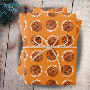 Basketball Bälle Kinder Name Sport Frohe Weihnacht Geschenkpapier Set