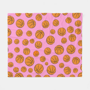 Basketball Bälle Muster auf rosa Hintergrund  Fleecedecke