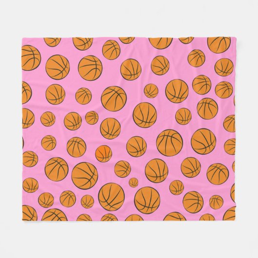 Basketball Bälle Muster auf rosa Hintergrund Fleecedecke (Vorderseite (Horizontal))