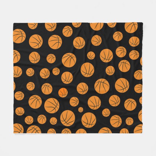Basketball Bälle Nahtloses Muster   Fleecedecke (Vorderseite (Horizontal))