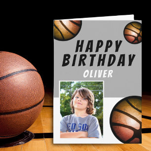Basketball Bälle Sport Kinder Happy Birthday Foto Karte
