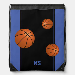 Basketball Balls Blue Black Monogram Sportbeutel