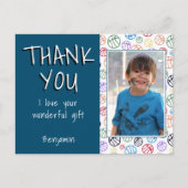 Basketball Balls Blue Boy Foto Danke, Geburtstag Postkarte (Vorderseite)