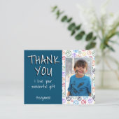 Basketball Balls Blue Boy Foto Danke, Geburtstag Postkarte (Stehend Vorderseite)