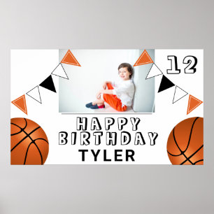 Basketball Balls Flaggen Kinder Foto Geburtstagspa Poster