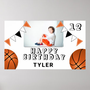 Basketball Balls Flaggen Kinder Foto Geburtstagspa Poster