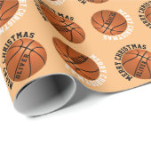 Basketball Balls Kinder Name Orange Weihnachten Geschenkpapier (Rolleneckpunkt)
