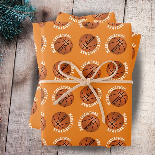 Basketball Balls Kinder Sport zum Frohen Weihnacht Geschenkpapier Set