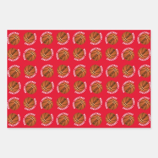 Basketball Balls Kinder Sport zum Frohen Weihnacht Geschenkpapier Set (Vorderseite 3)