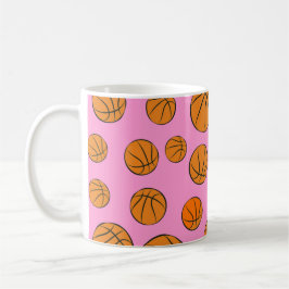 Basketball-Balls-Muster auf rosa Hintergrund Kaffeetasse