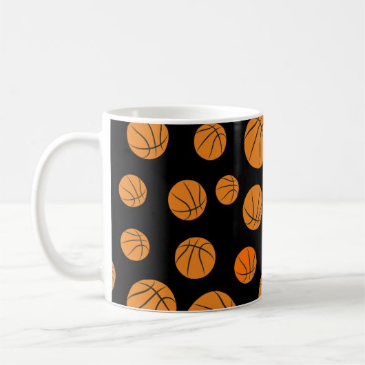Basketball Balls Nahtloses Muster Kaffeetasse (Links)